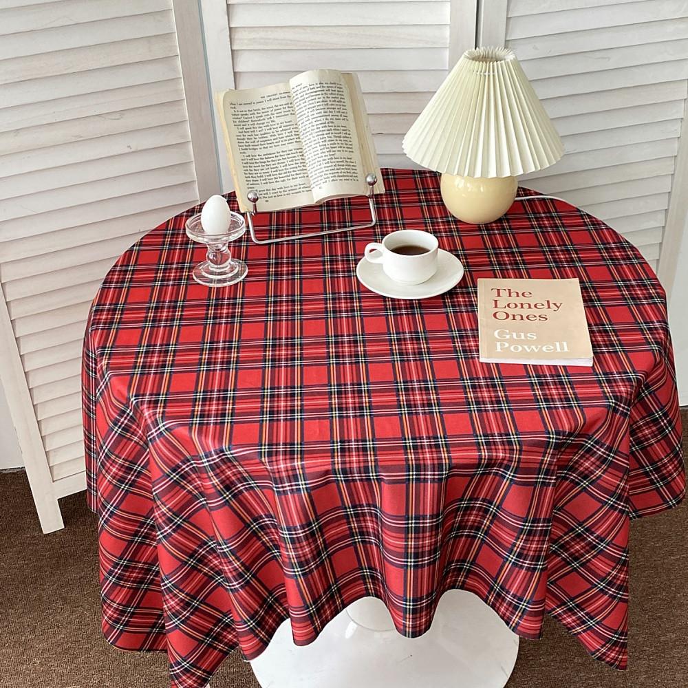 크리스마스 테이블보 빈티지 1인 2인 체크 식탁보 책상보 협탁보 미니 원형 테이블보