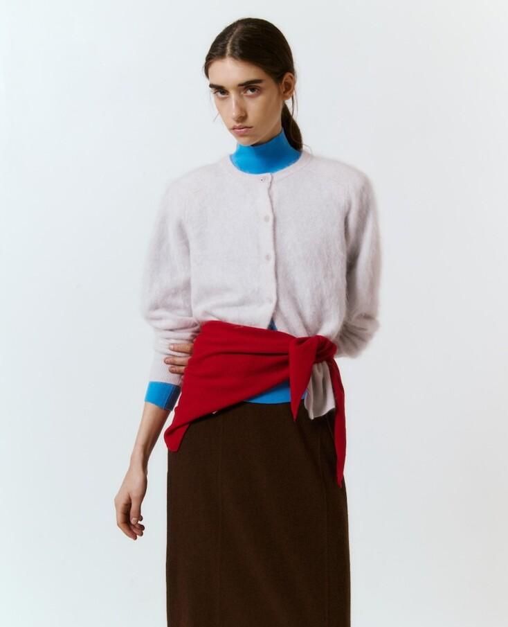 100%  Cashmere Hairy Cardigan (Mist)