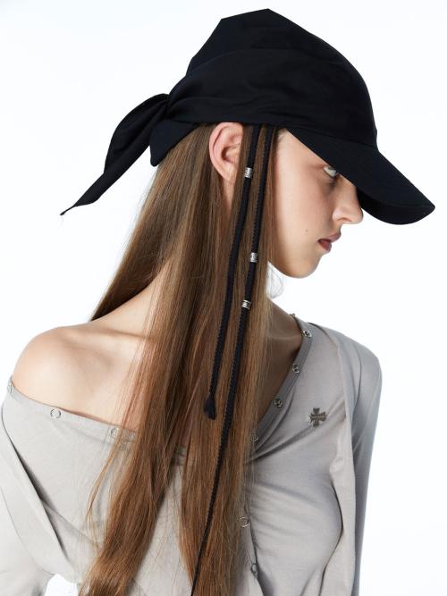 STRAPPY SCARF CAP (BLACK)