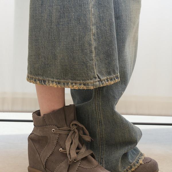 Suede High-Top Sneakers (Gray/6cm)