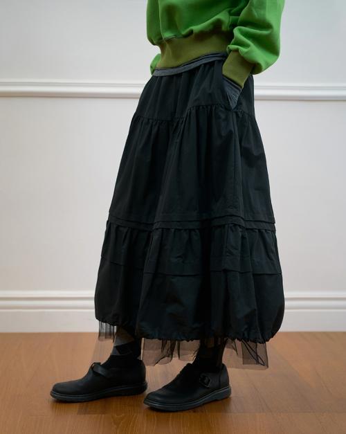 287. 셔링 메쉬 스커트 _ 블랙