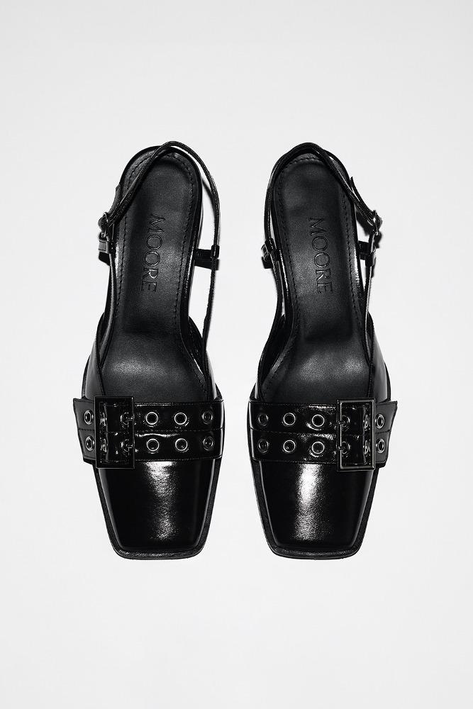 Eyelet buckle slingback_Black