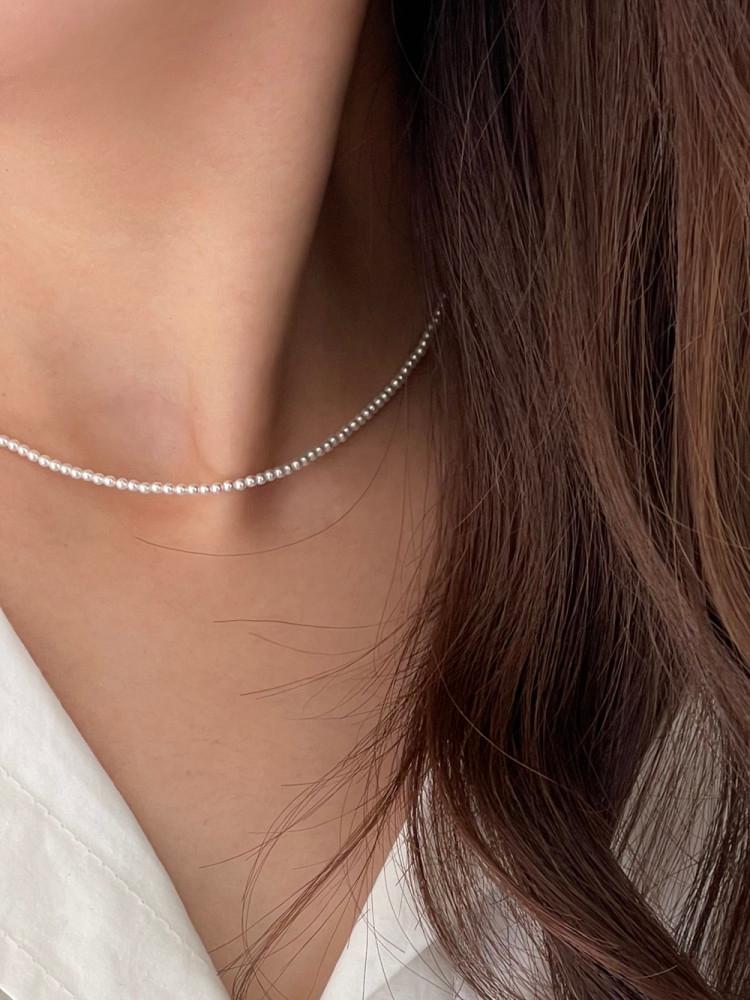 2mm 미니 진주 목걸이 스와로브스키 밥풀 좁쌀 작은 담수 : 클로첼