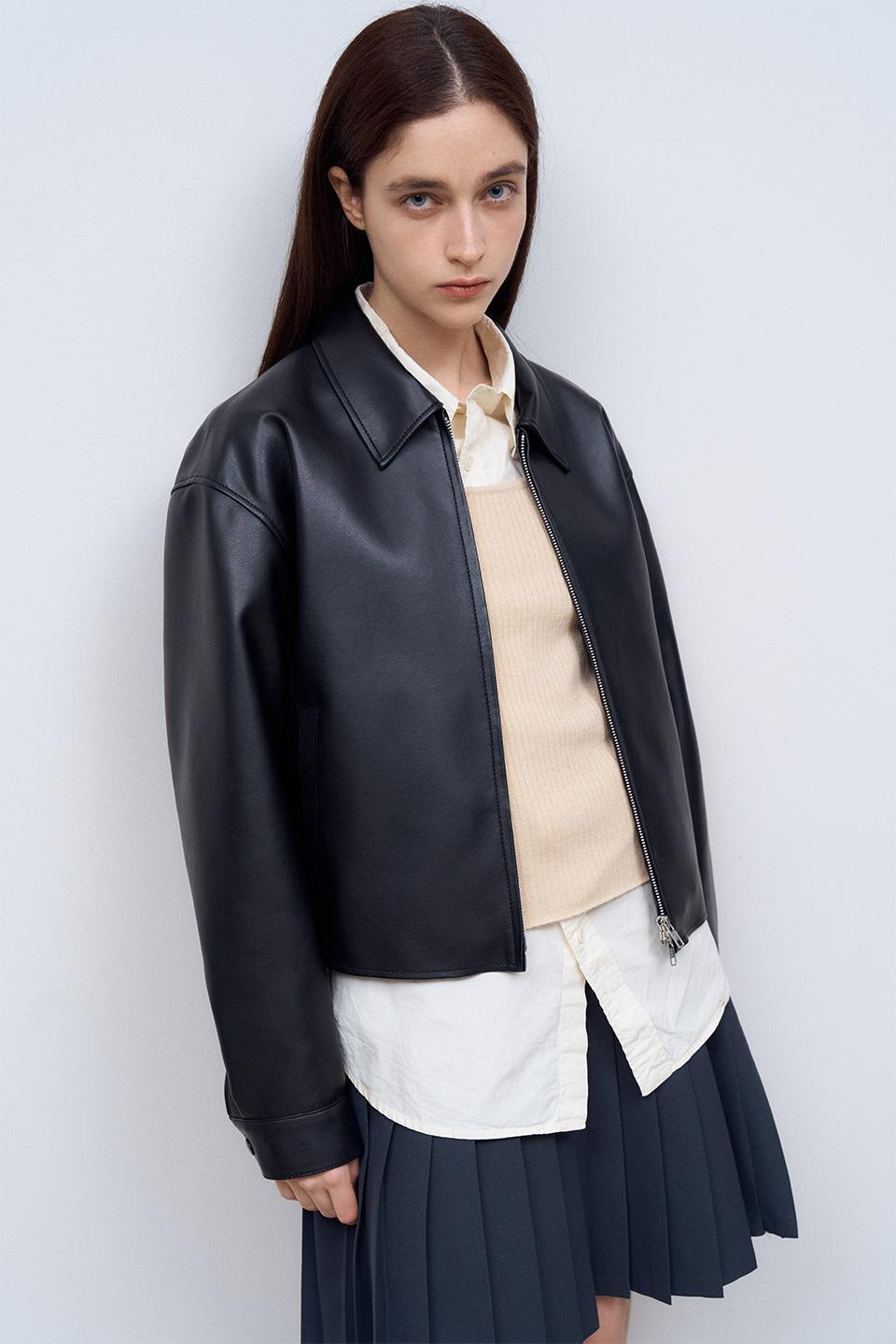 FAUX Leather Crop Single in Black