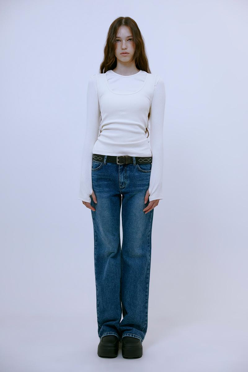 Washing Boots Cut Denim Pants (BLUE)