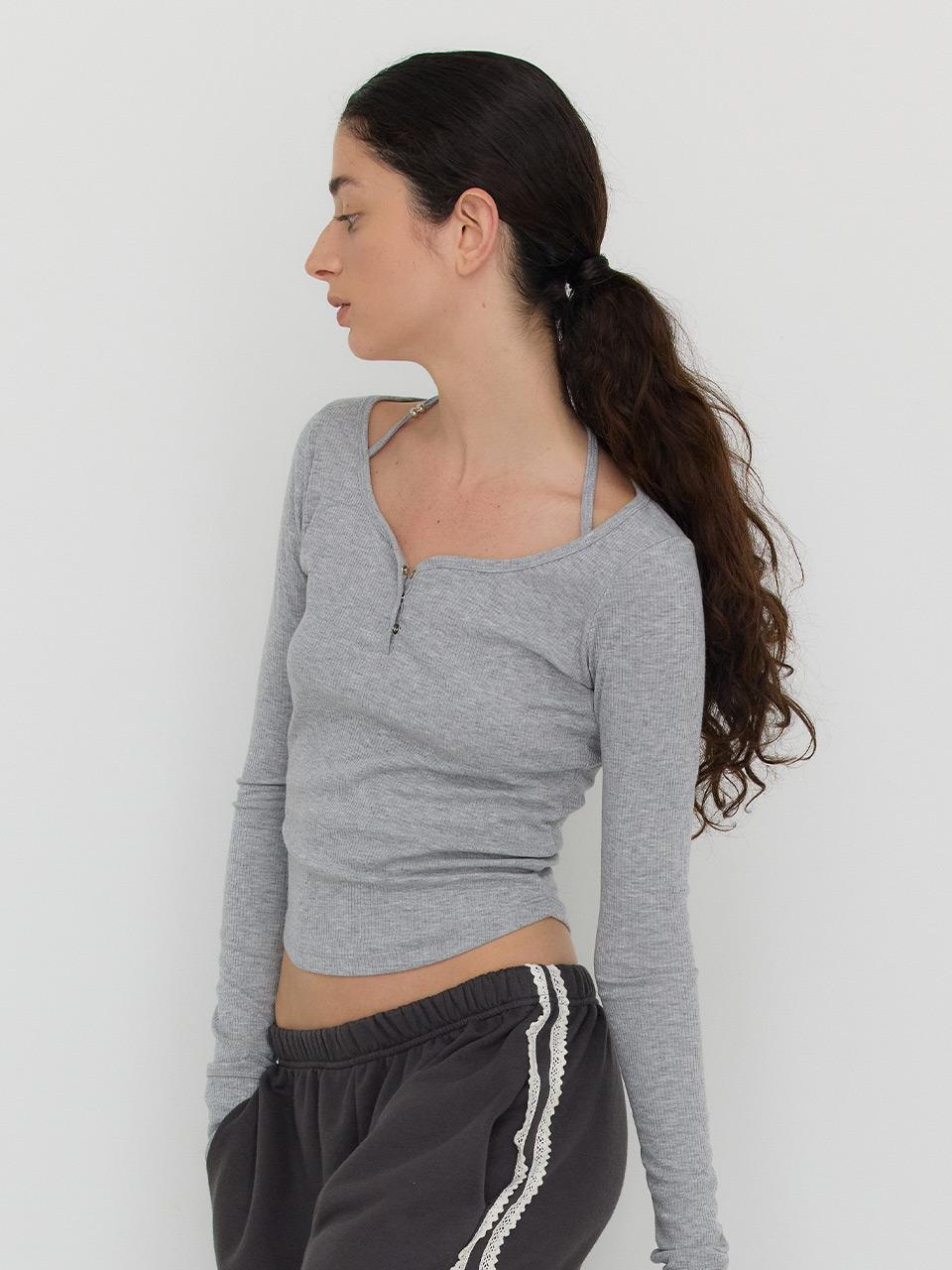 디어스토커 ROMY HALTER LAYERED BUTTON T - GREY