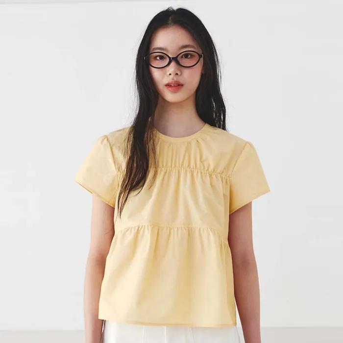 Shirring Detail Blouse  Light Yellow (KE5360M11F)