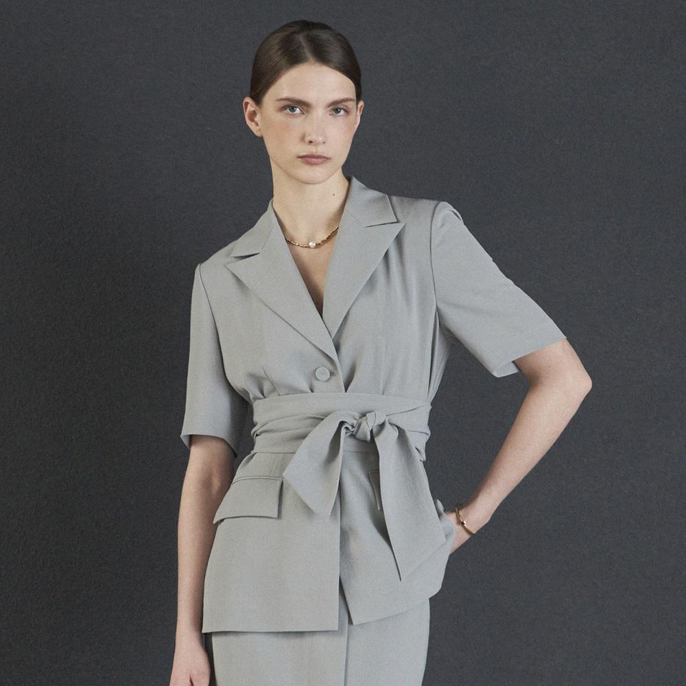 BELTED JACKET _KHAKI GRAY