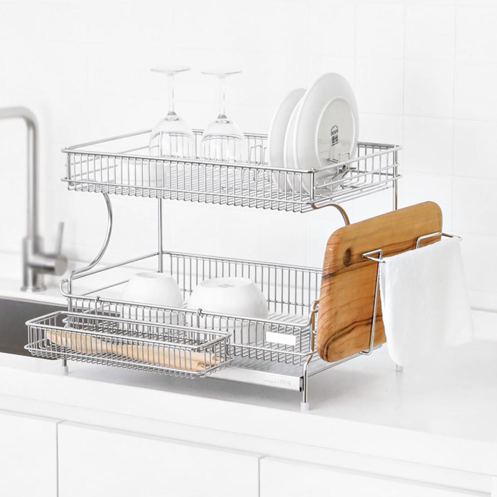 로긴 쟁반형 올스텐 식기건조대 2단 (풀세트) 싱크대건조대