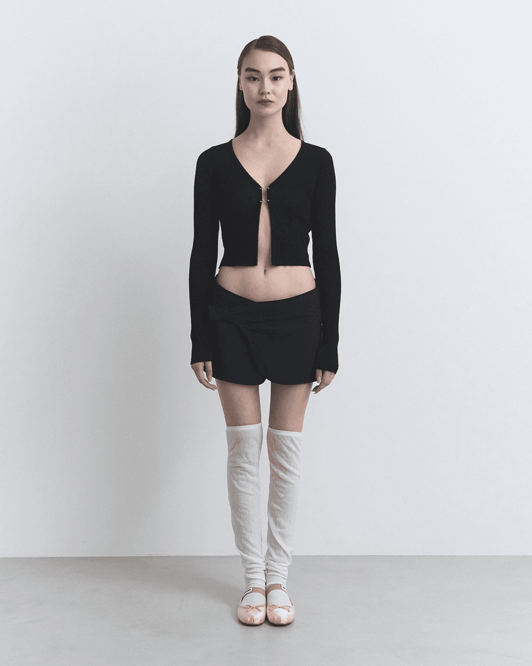 TWO TONE VELCRO WRAP SKIRT, BLACK