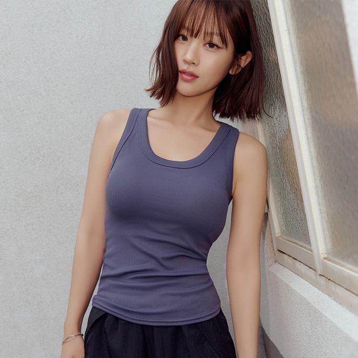 시티코어 탱크탑 리브드