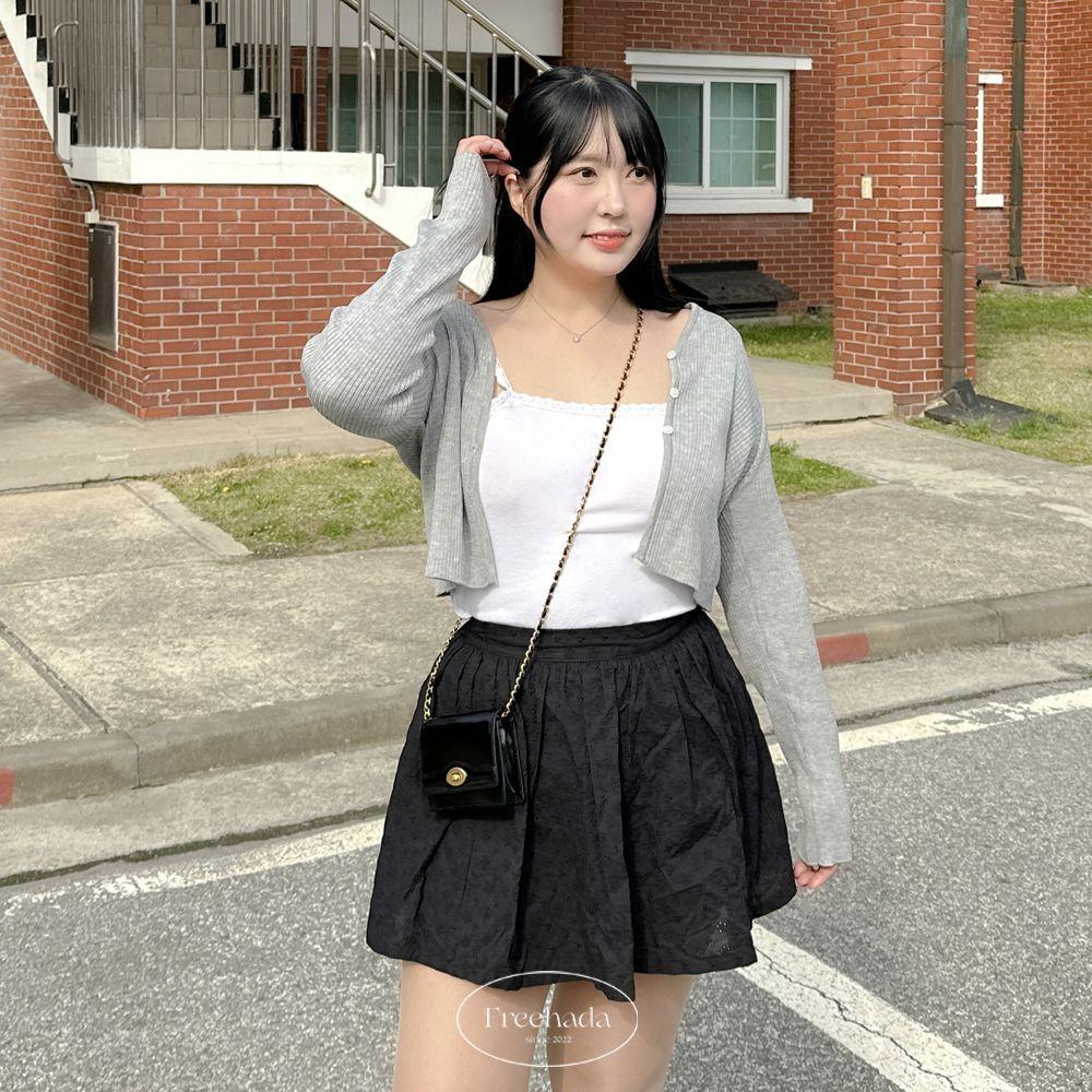 로메인 고퀄 -3kg 청순 쓰리 포인트  브이넥 골지 크롭 니트 가디건 CD 봄가디건 여름가디건 간절기가디건 통통녀가디건