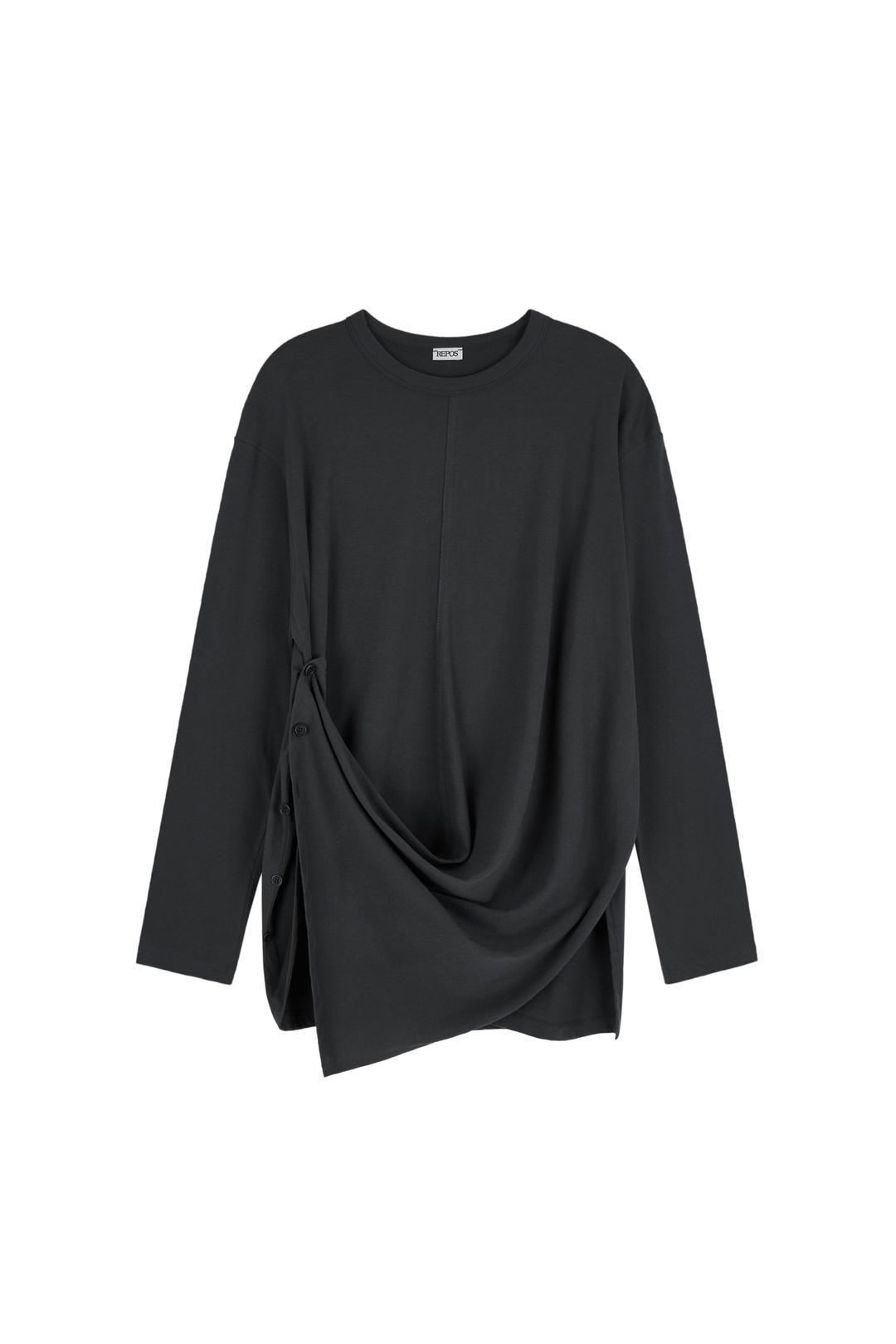 SIDE BUTTON T-SHIRTS (CHARCOAL)