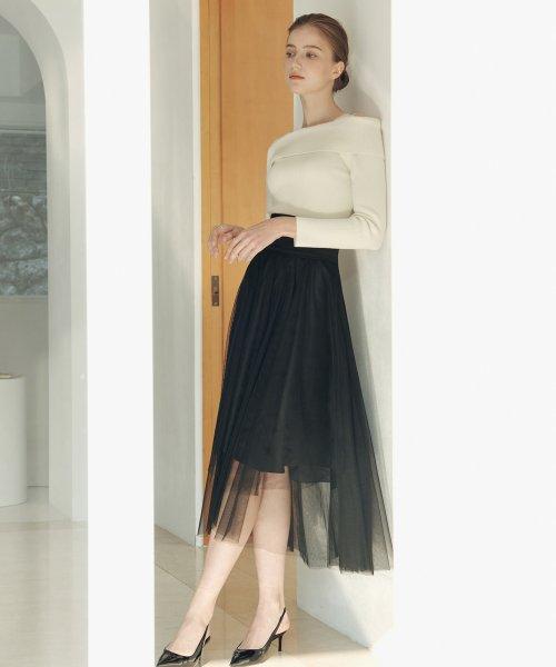 코르셋 롱 샤 스커트 / 블랙