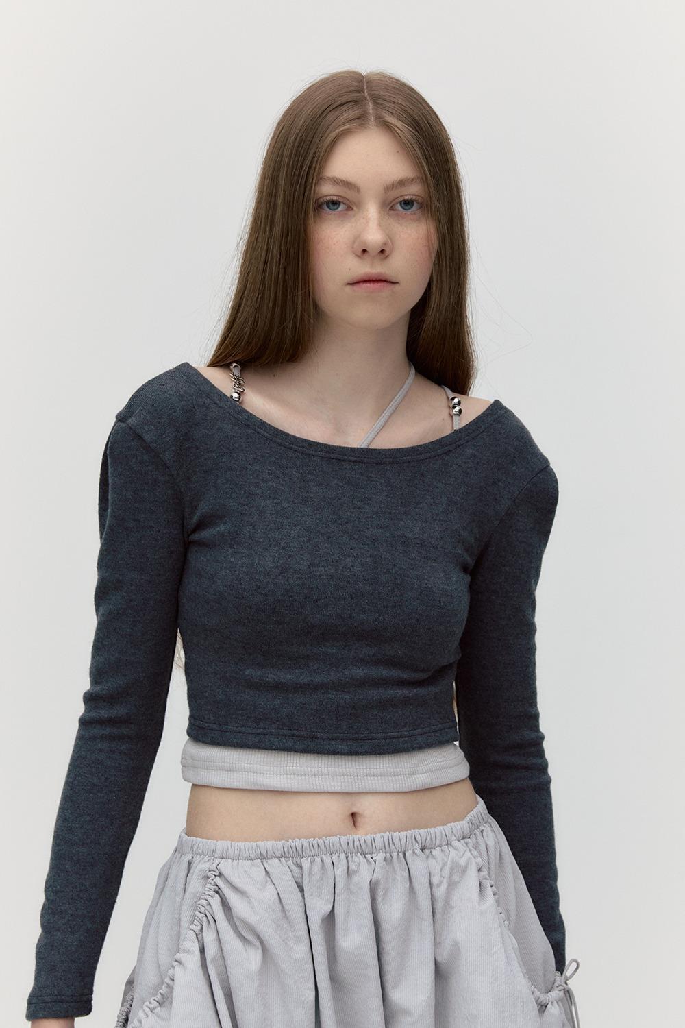 SOFT BACK STRING TOP [CHARCOAL]