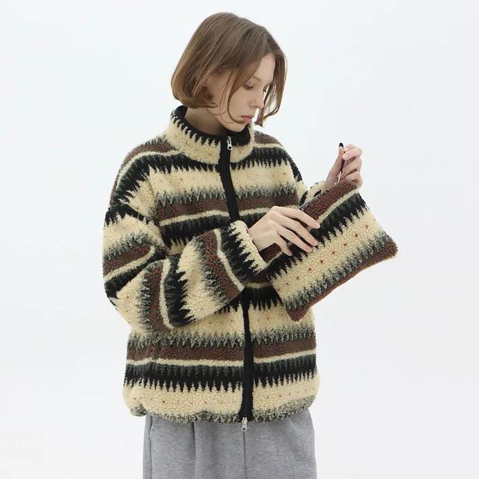 [파우치 가방 SET] Jacquard Fleece Zip-Up_Beige