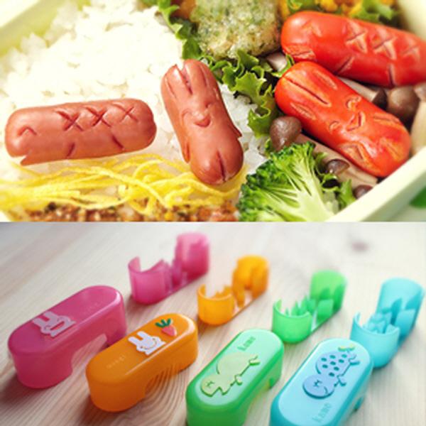 (일본) 소세지 모양틀 4종 set  비엔나 소세지 모양내기  커터 도장틀