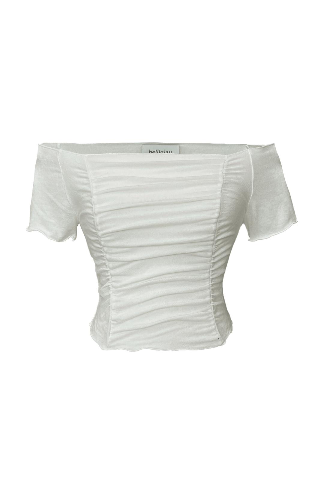 Shirring half off shoulder