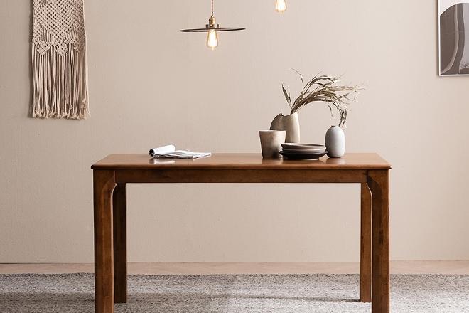 [할인쿠폰] 바렌트 고무나무 원목 4인용 식탁 테이블 1350