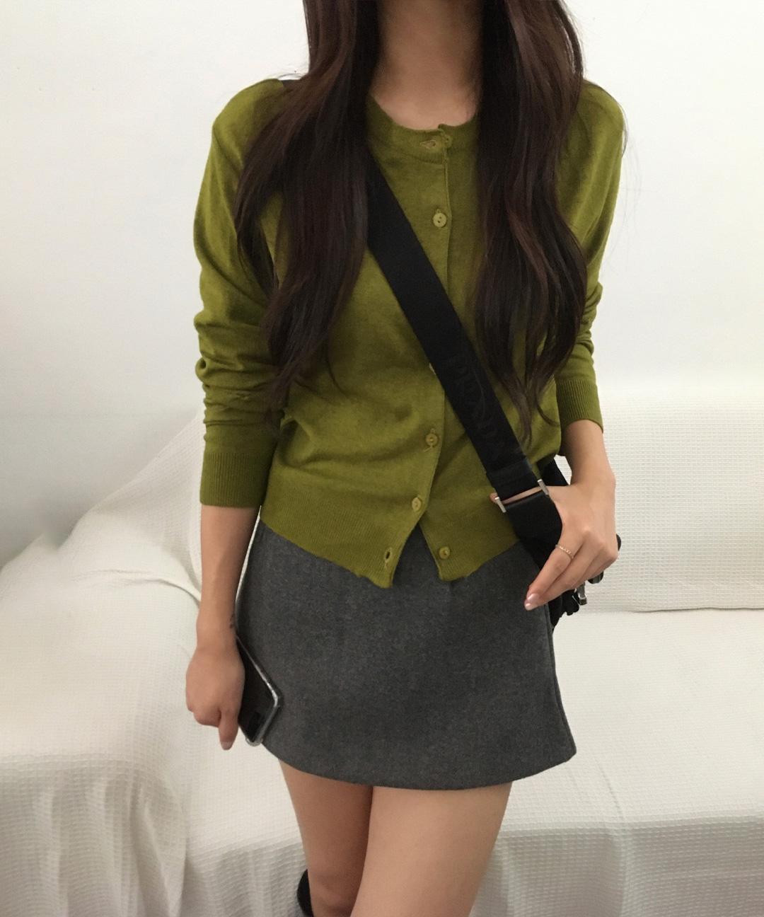 오베럴 🍵 말차 가디건 올리브가디건