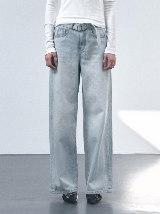 TVS BELTED LOOSE FIT DENIM_LIGHTBLUE