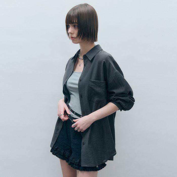 텐셀 시스루 루즈핏 셔츠 차콜 MDSH019CHARCOAL
