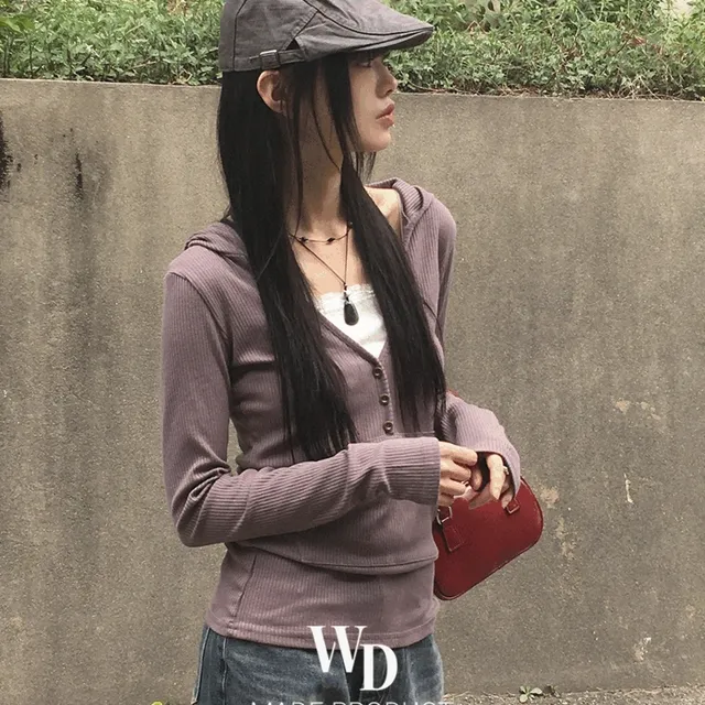 [오늘출발/컬러추가🤍/4천장 판매/MADE] 티벗 빈티지 버튼 브이넥 골지 후드 티셔츠
