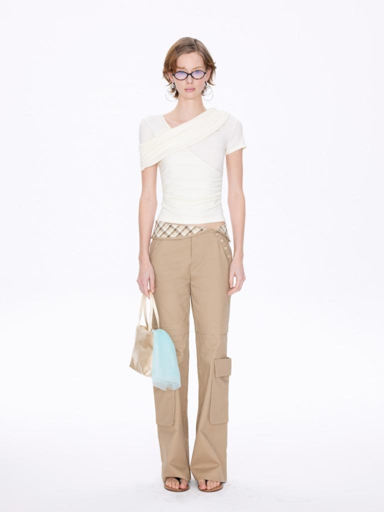 Checked Tile Straight-Top Casual Workwear Pants