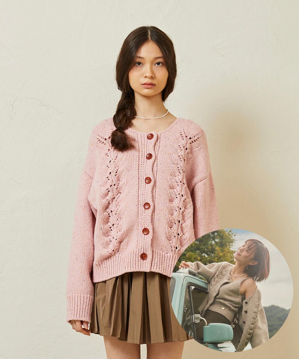 메리노울 그랜마 잎새 니트 가디건 / 3 COLORS