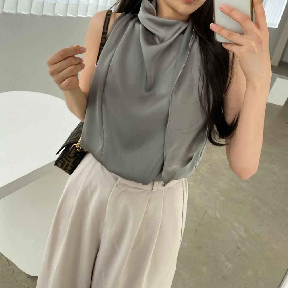 [고퀄리티] 샤틴 실키 스카프 블라우스