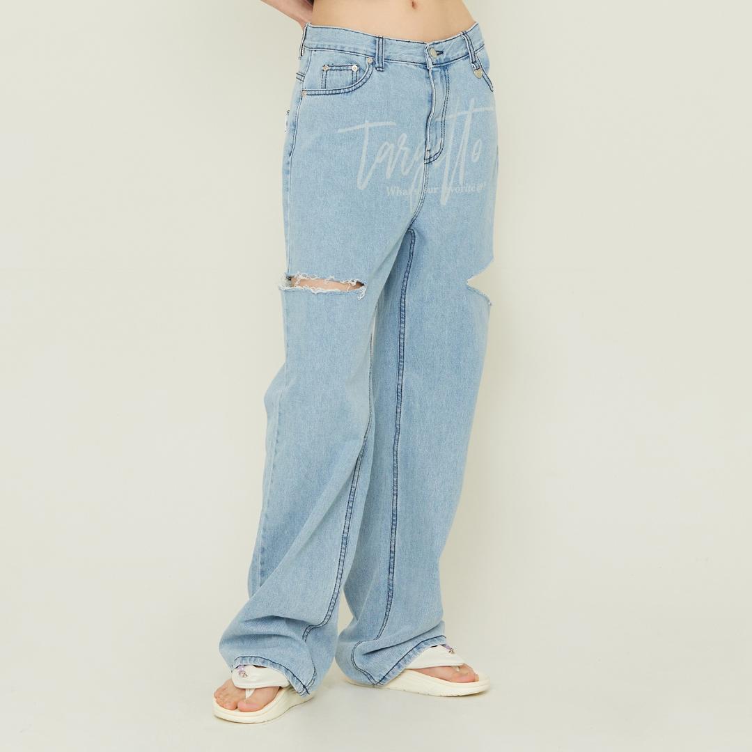 SIDE SLIT DENIM PANTS_LIGHT INDIGO