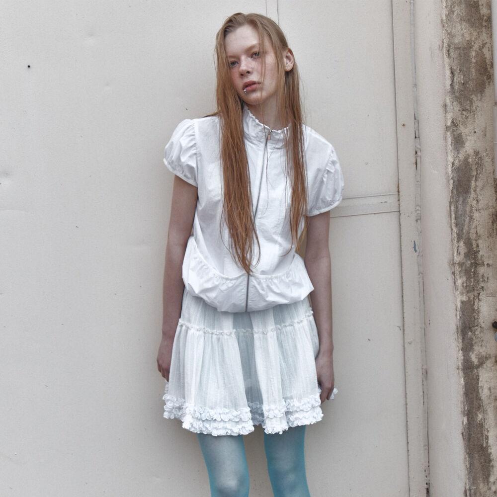 Shirring Puff Wind Jumper, White