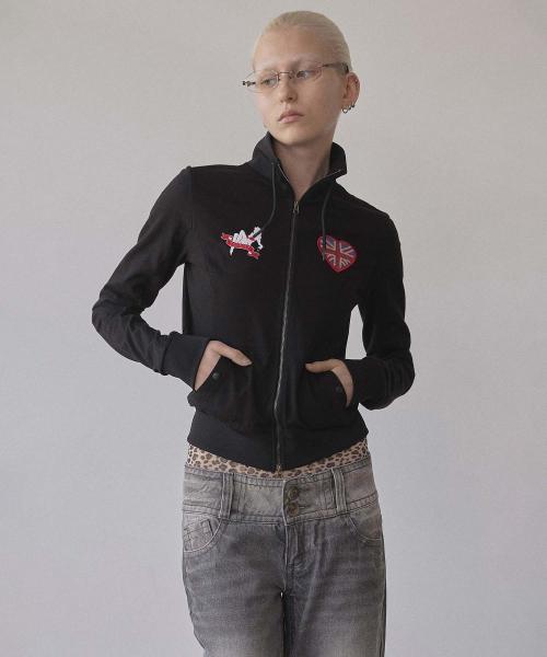 Flag Track Zip-Up Black