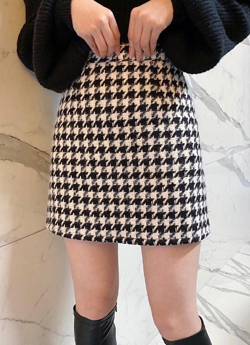 [S,M,L/퀄리티짱] 도톰한 하운드 체크 미니스커트