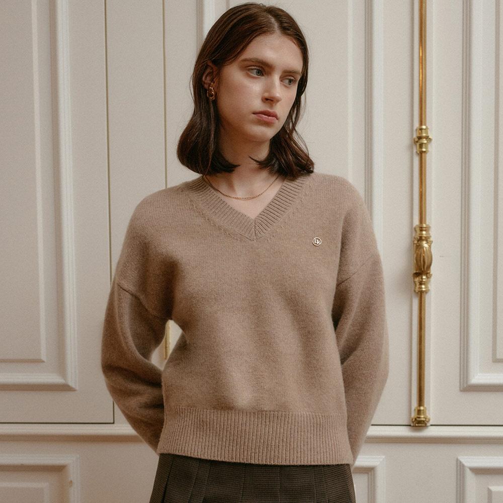 LIDIA V NECK WOOL KNIT TOP_4colors