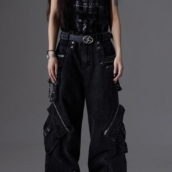 Heavy Industry Splicing Pocket American Jeans