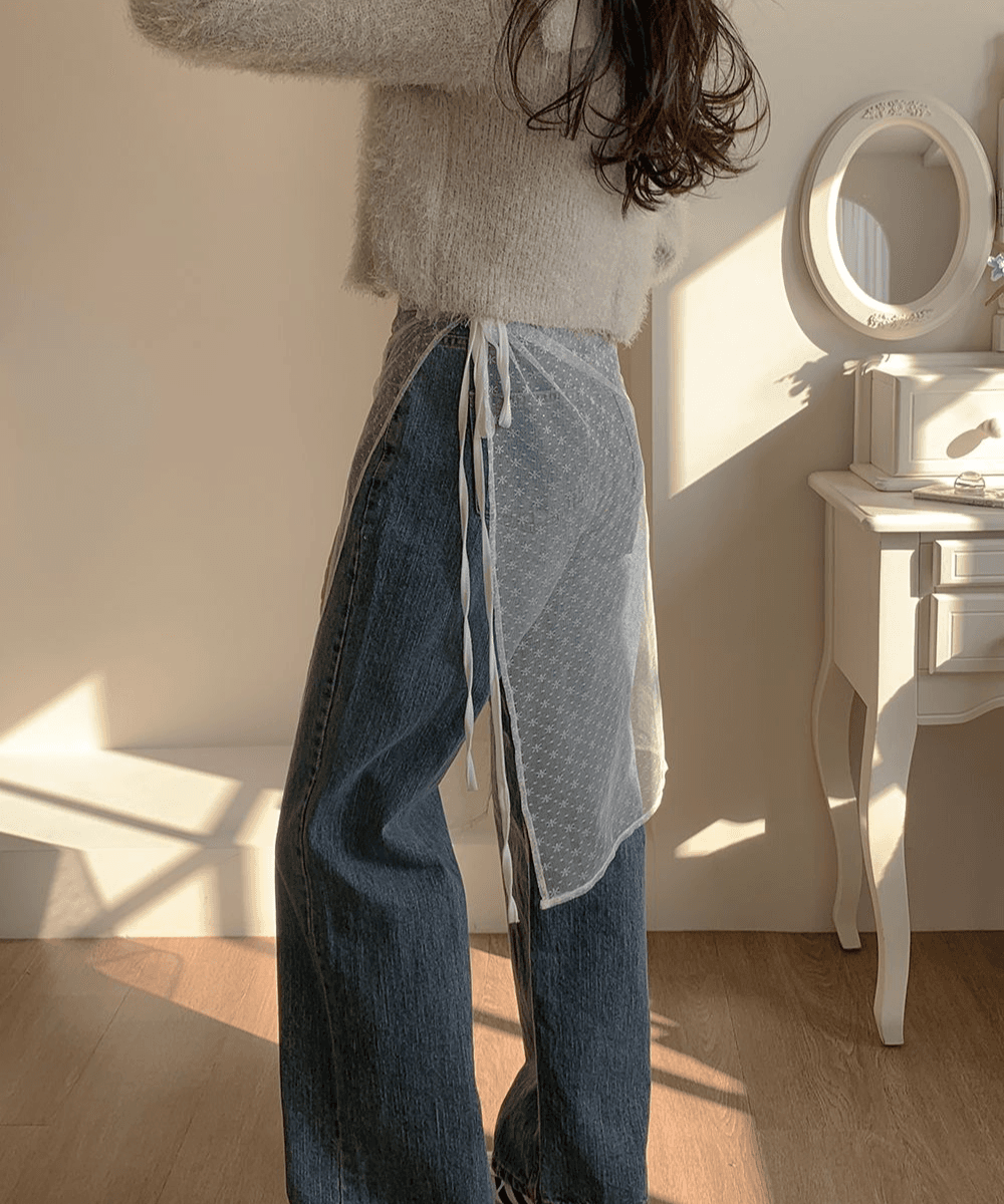 [무배/코디아이템]달리아 레이어드 시스루 레이스 랩 스커트(2colors)