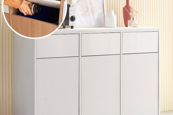 슈슈 3칸 분리수거함 정수기 다이 다용도장 휴지통