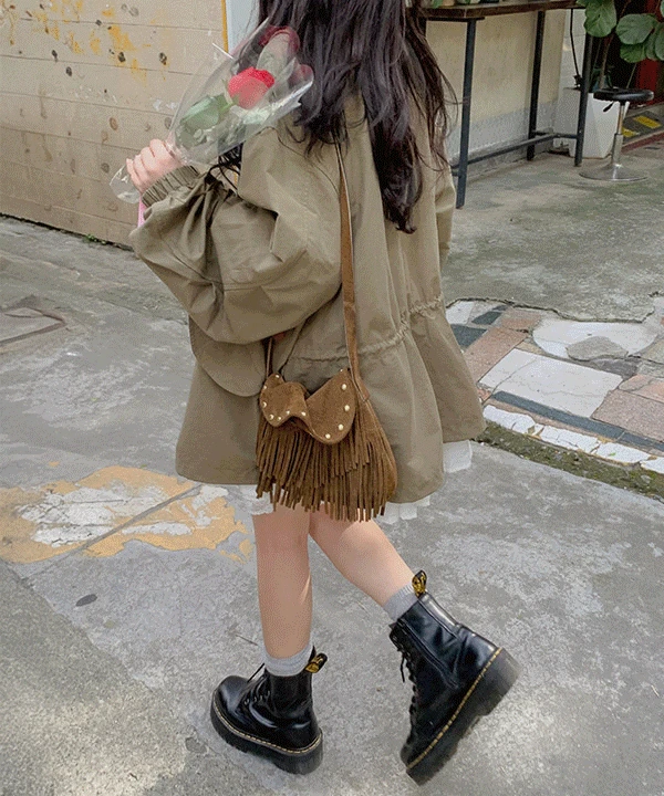 [SNS문의폭주🍀간절기] 홀리데이 투웨이 오버핏 숏 야상 루즈핏 레이어드 스트링 집업 가을 점퍼 바람막이 자켓