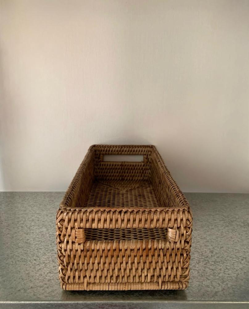 아르보샵 라탄 사각 손잡이 바구니 수납 직사각 바스켓