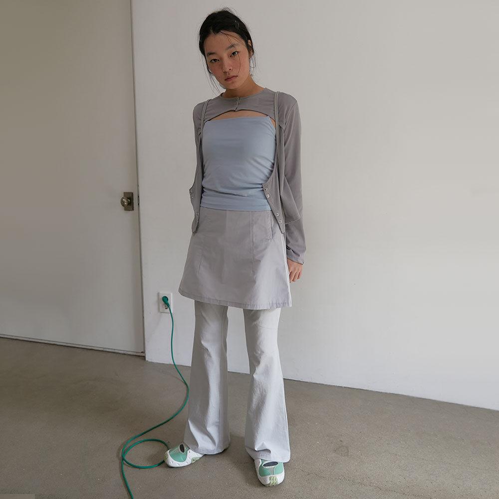 A-line zipper skirt pants _ Light grey