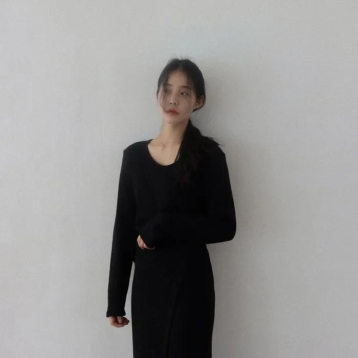 COMFORT BOAT NECK TOP - BLACK