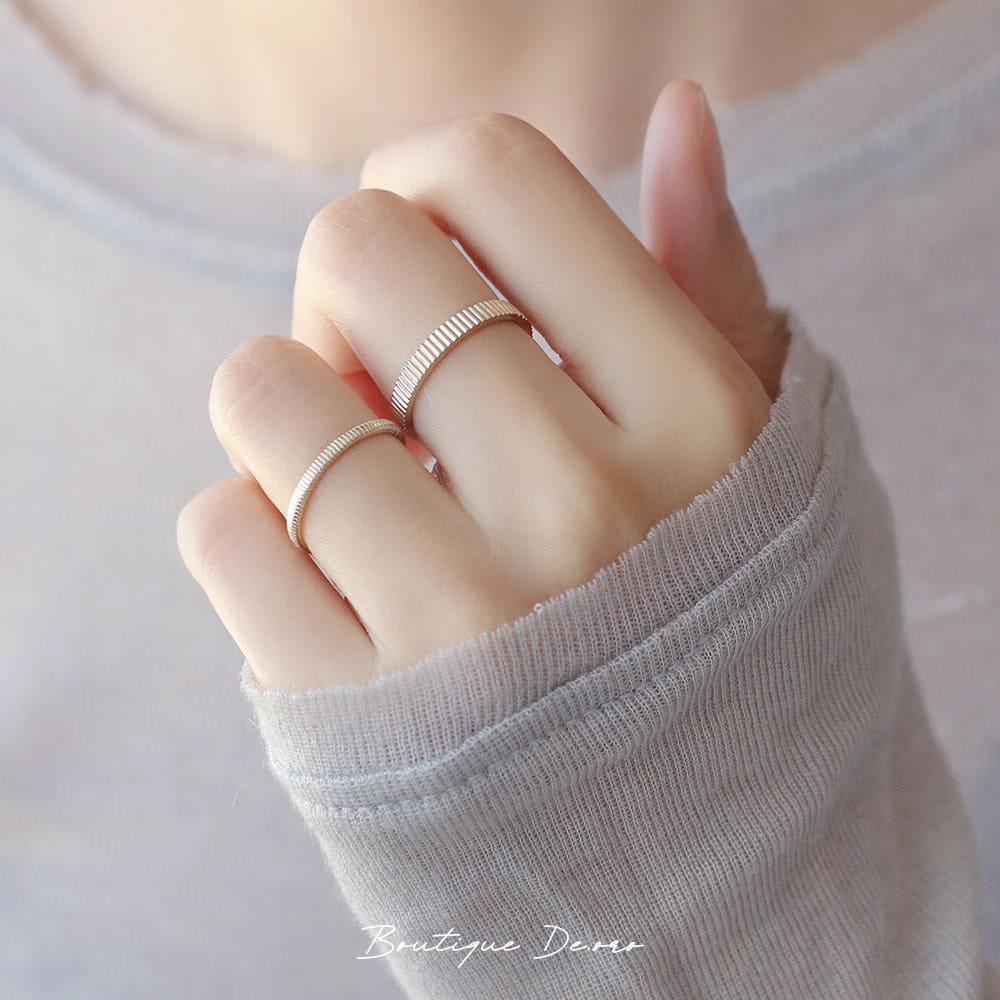14k18k 그로그 라인 반지 레이어드 리얼화이트 데일리 금반지(샴페인골드)