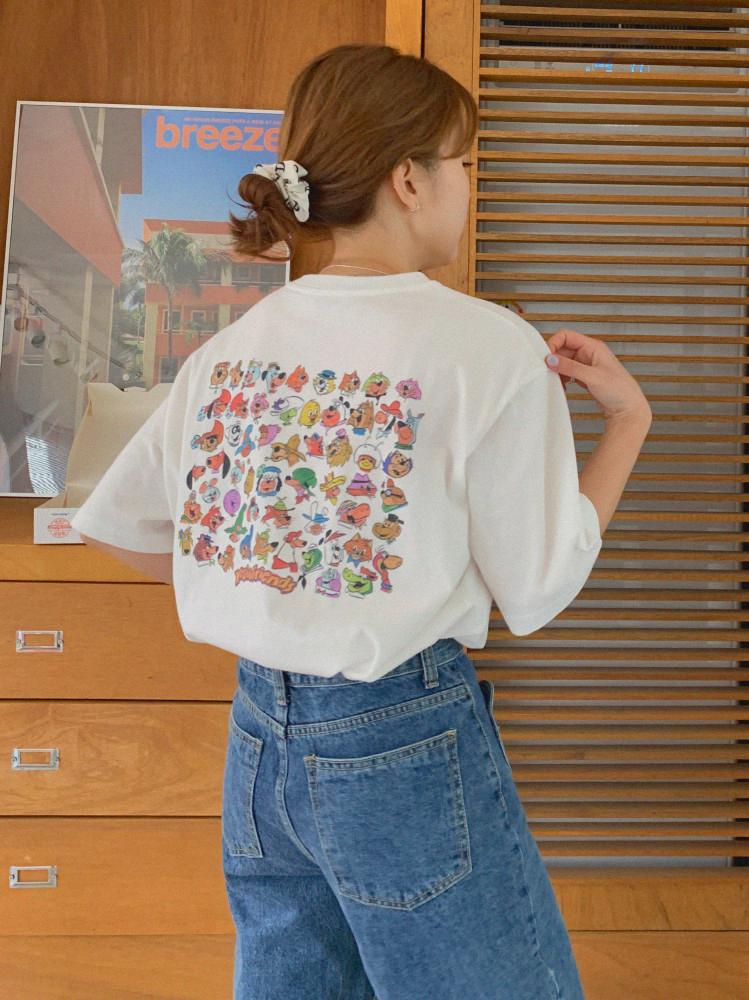 요기베어 프린팅 루즈핏 티셔츠 요기 프렌즈 티 프린트티 (2color)