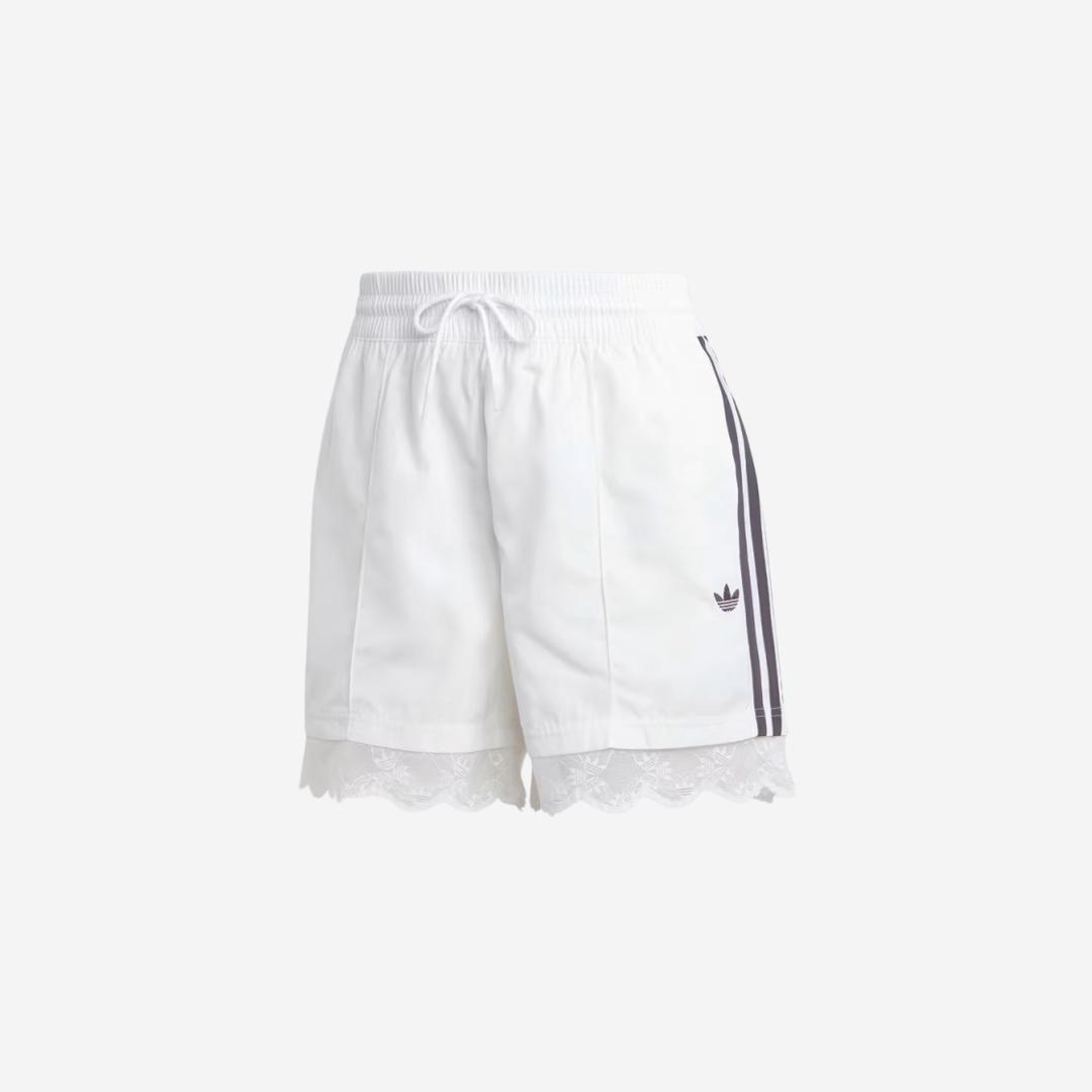 (W) Adidas Lace Trim 3-Stripes Shorts White - US Sizing