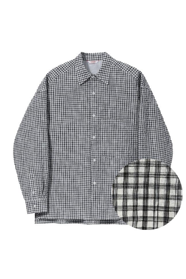 써니 시어서커 체크셔츠_블랙