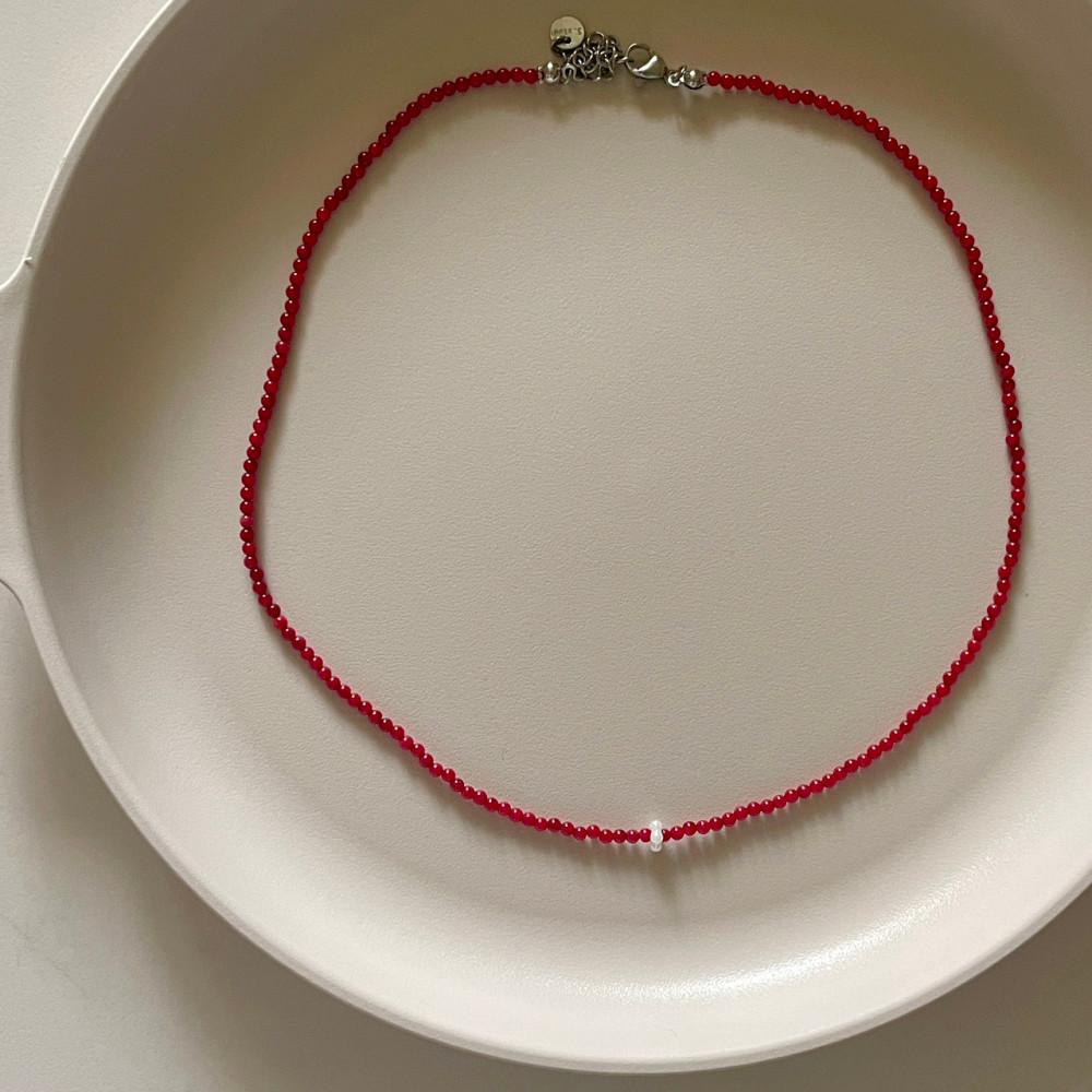 레드 물망초 목걸이 - 비즈목걸이