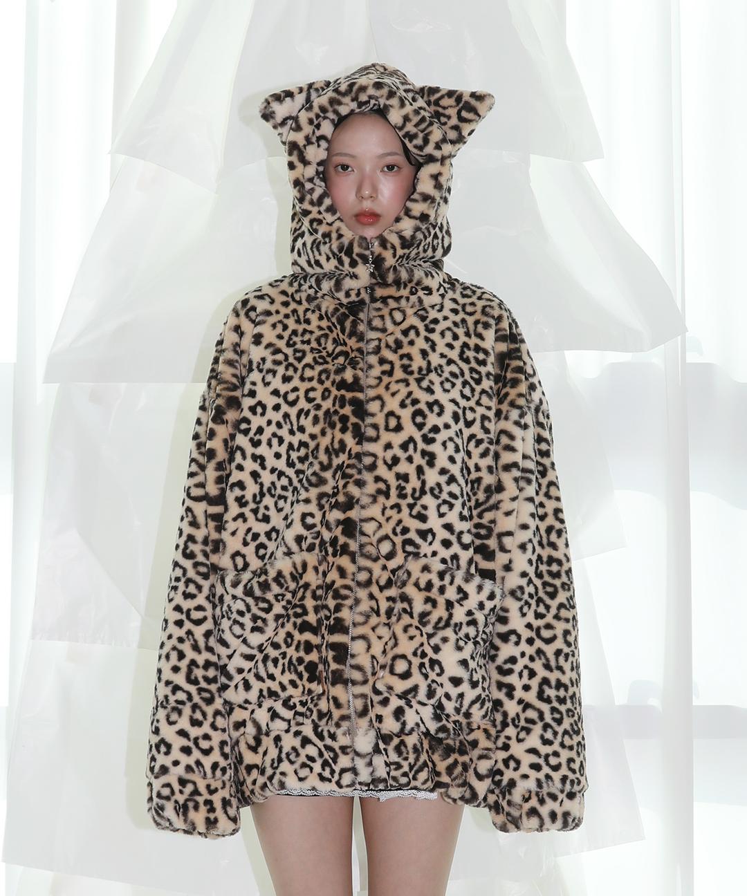 클럿스튜디오 고양이 에코 퍼 자켓 - 레오파드