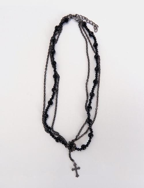 chic black mix cross necklace