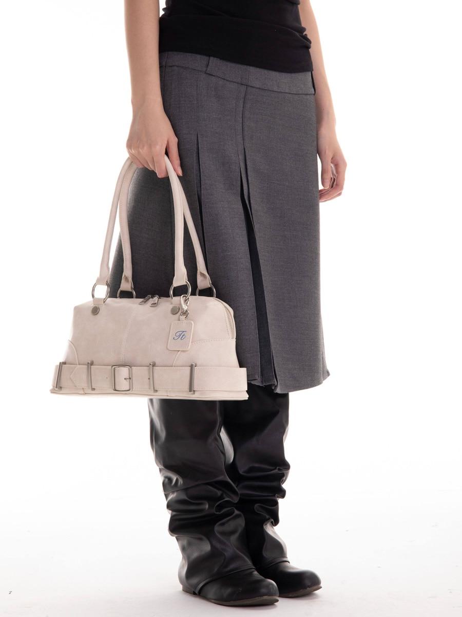 Rachel Belted Buckle Boston Bag (2color)